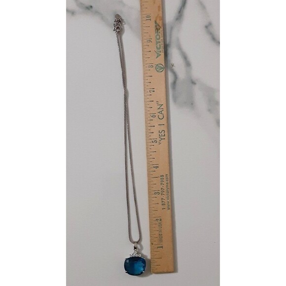 Vintage STAUER Sterling Eternal Hope 15CT Blue & CZ Pendant With 20” Chain - Picture 12 of 16